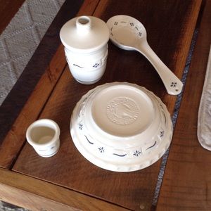 Blue Longaberger pottery pieces